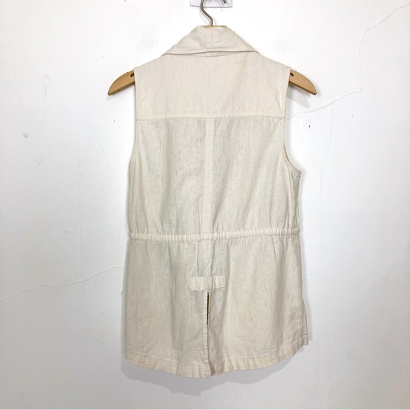 Juicy Couture linen blend safari vest sleeveless blouse tank style cargo loose - Picture 2 of 7